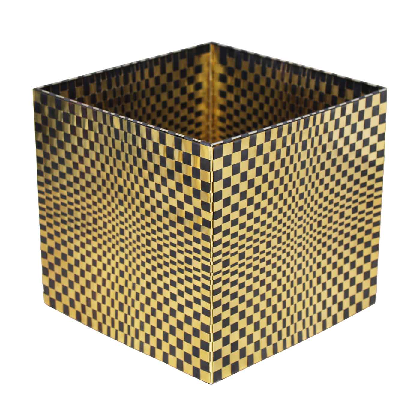 Illusion Cube in Woven Brass & Oxidised Copper